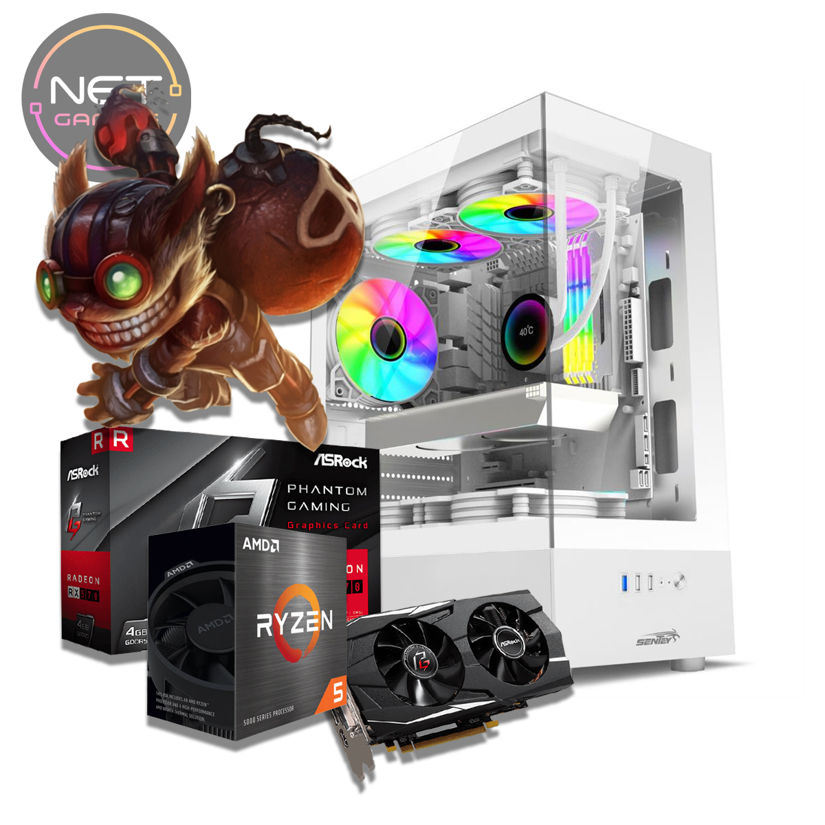 PC Gamer AMD Ryzen 5 5500 3.6 GHZ - 16 GB DDR4 - SSD 500 GB- RX 570 8 GB