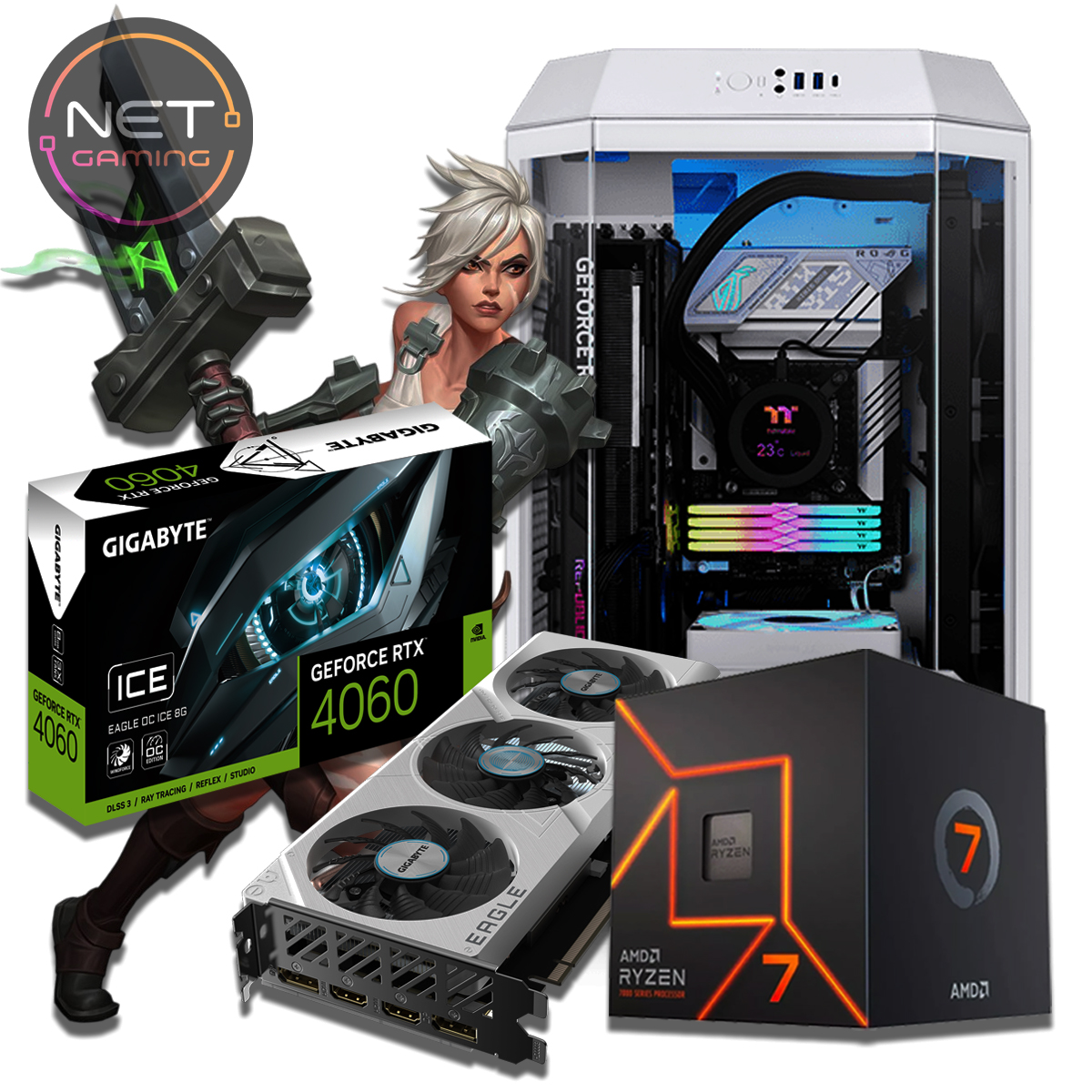 PC Gamer AMD Ryzen 7 8700F (AM5) + TOWER TT + 32 GB DDR5 - SSD 1 TB M.2 - RTX 3070 TI 8GB