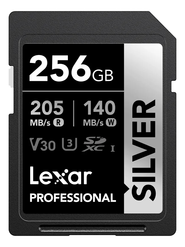 Tarjeta de Memoria Sd para cámaras fotográficas Lexar Silver Plus Sdxc 256gb U3 V30 4k 205mb/s