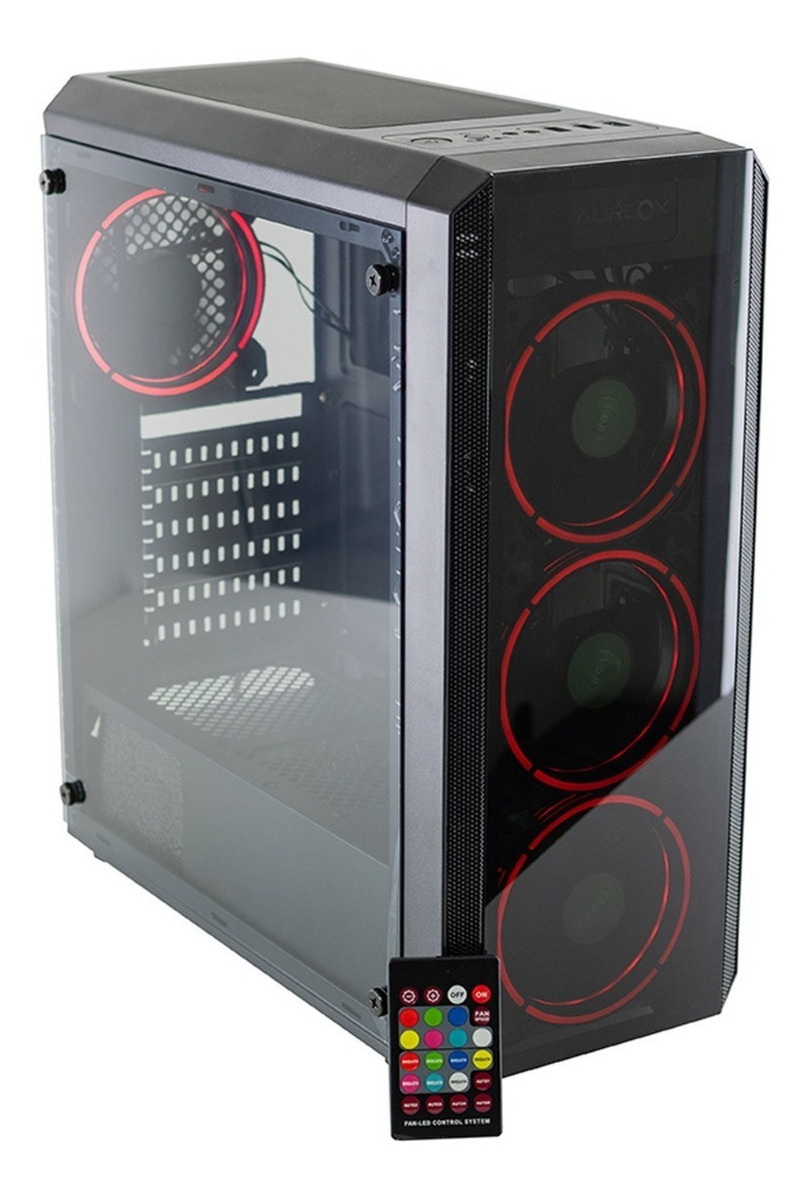 Gabinete Gamer Aureox Hydra Arx 330g Rgb Led Fan X 4 Control Negro