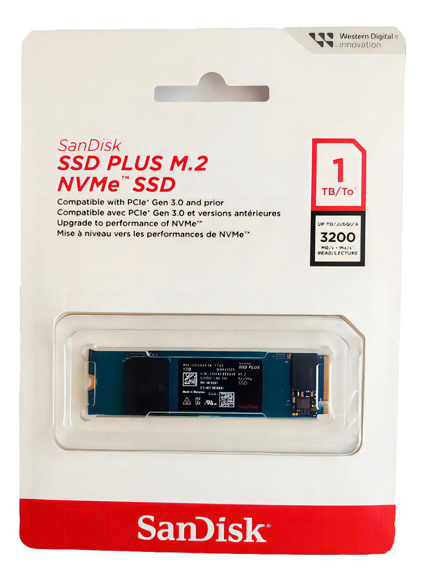 Sandisk SSD Plus M.2 Nvme de 1 TB SDSSDA3N-1T00-G26 Pcie Gen 3.0