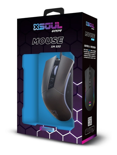 Mouse Gamer XM 550 7 Botones Luces Led 4800 Dpi Color Negro