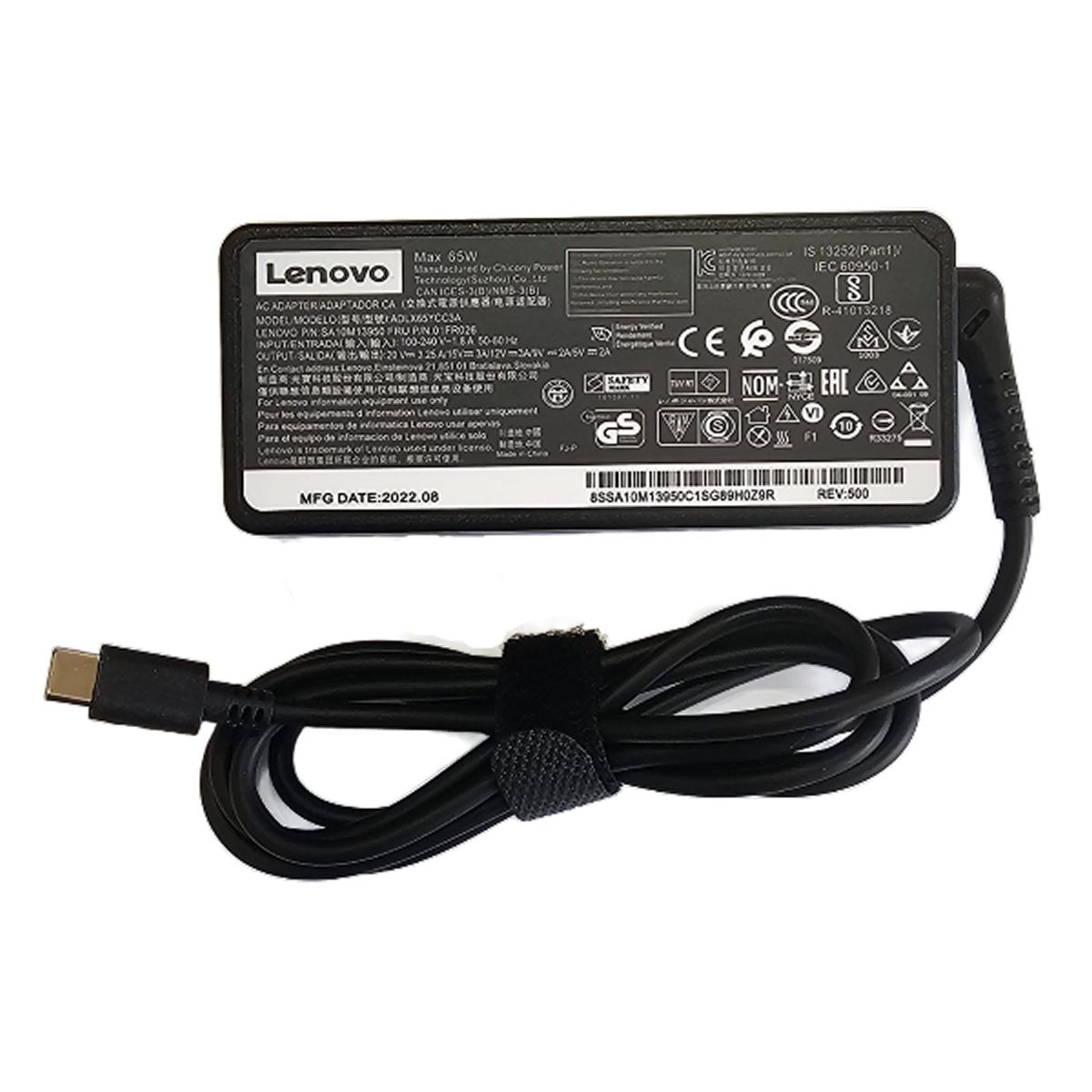 Cargador Lenovo Notebook 20V 3.25A 65W Tipo C 