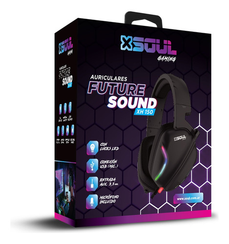 Auriculares Gamer Soul Future Sound Xh150 Con Luz Led