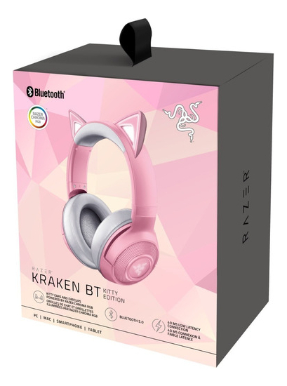 Auriculares Gamer Razer Kraken Bt Kitty Edition Quartz Inalámbricos Rosa Con Led Rgb