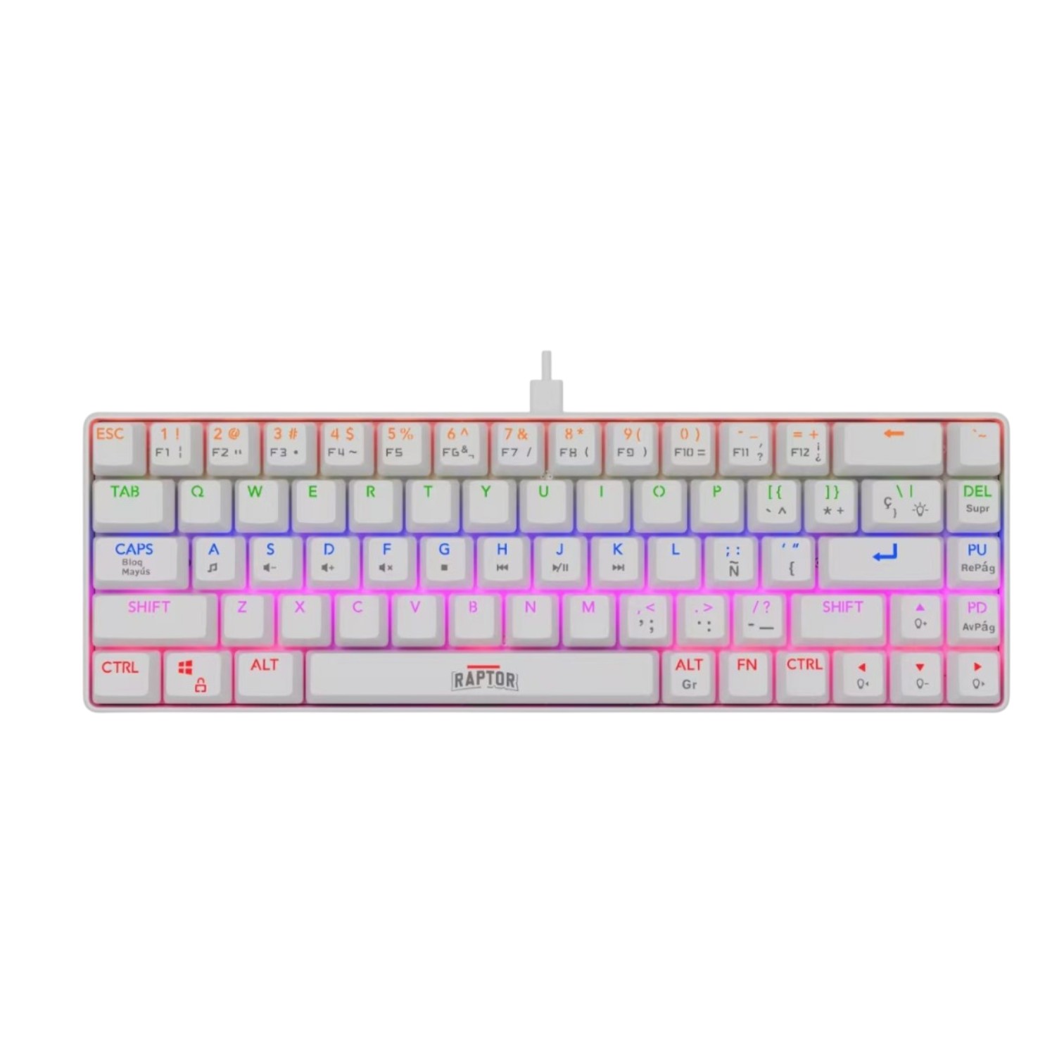 Teclado Raptor Fireclaw M68 Mecanico Retroiluminado Switch Red Outemu White (7879)