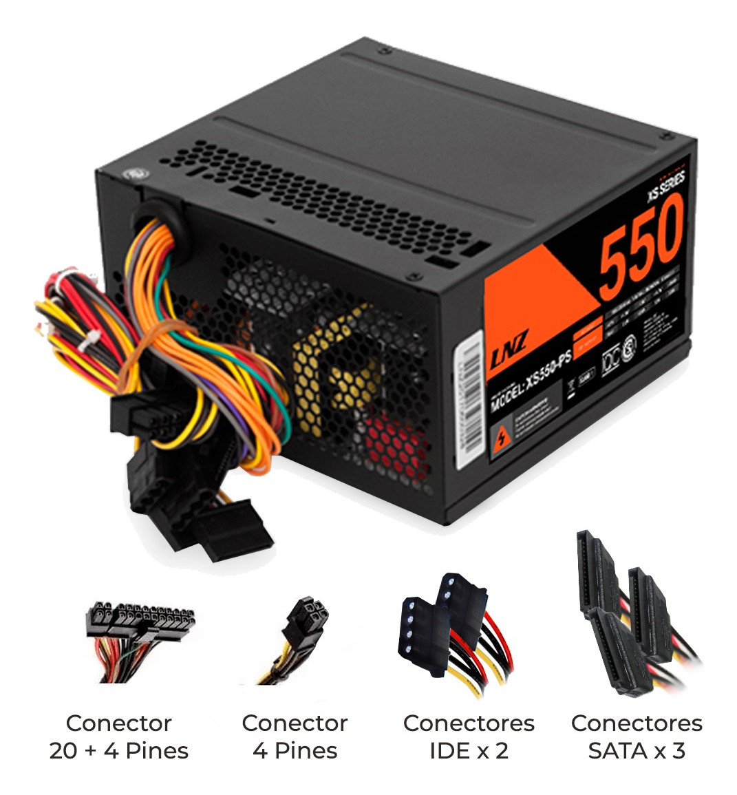 Fuente de alimentación para PC LNZ XS550-PS 550W negra