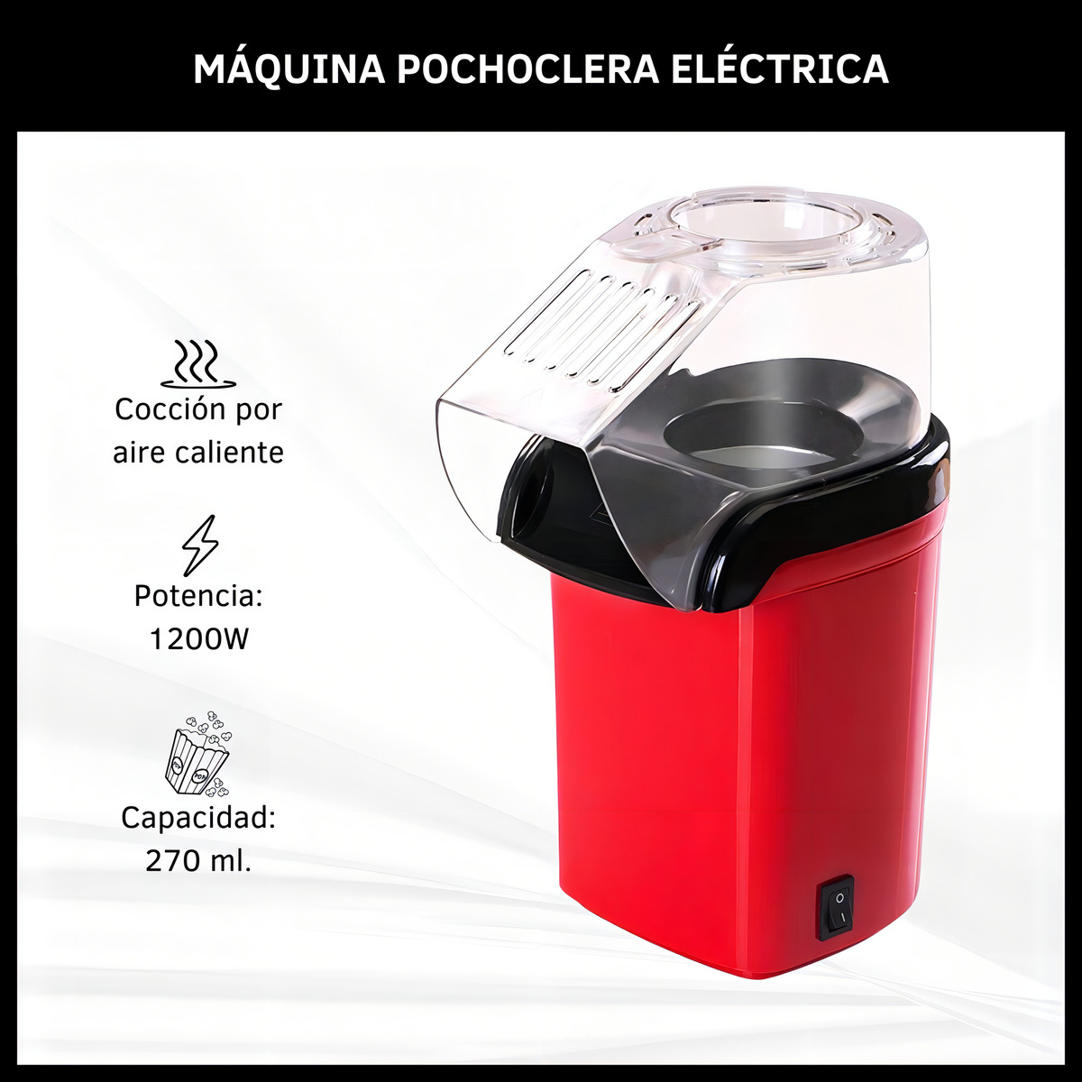 Pochoclera Eléctrica De Aire Caliente Kanji Kjh-pm1200s Color Rojo