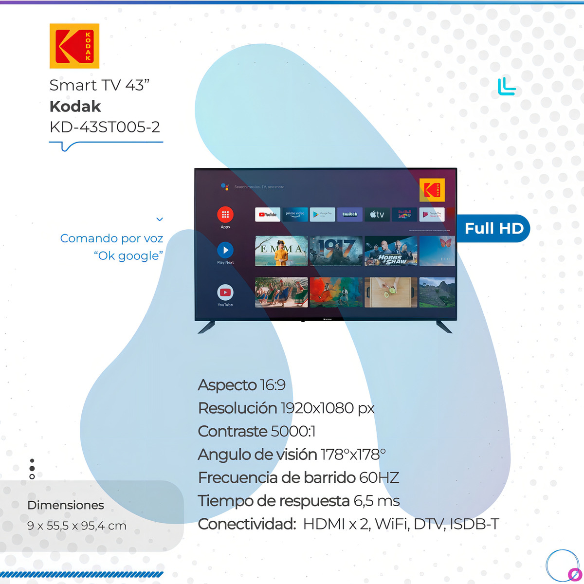 Smart Tv Kodak 43 Full Hd Google Tv Kd-43st005-2