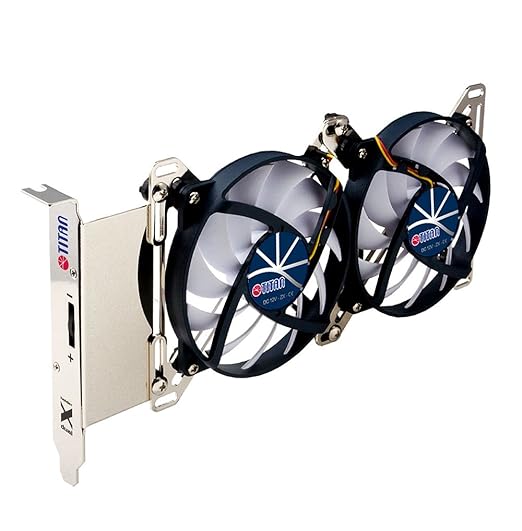 cooloer de montaje DIY de doble soporte ajustable de 12V DC con dos ventiladores para ranura PCI