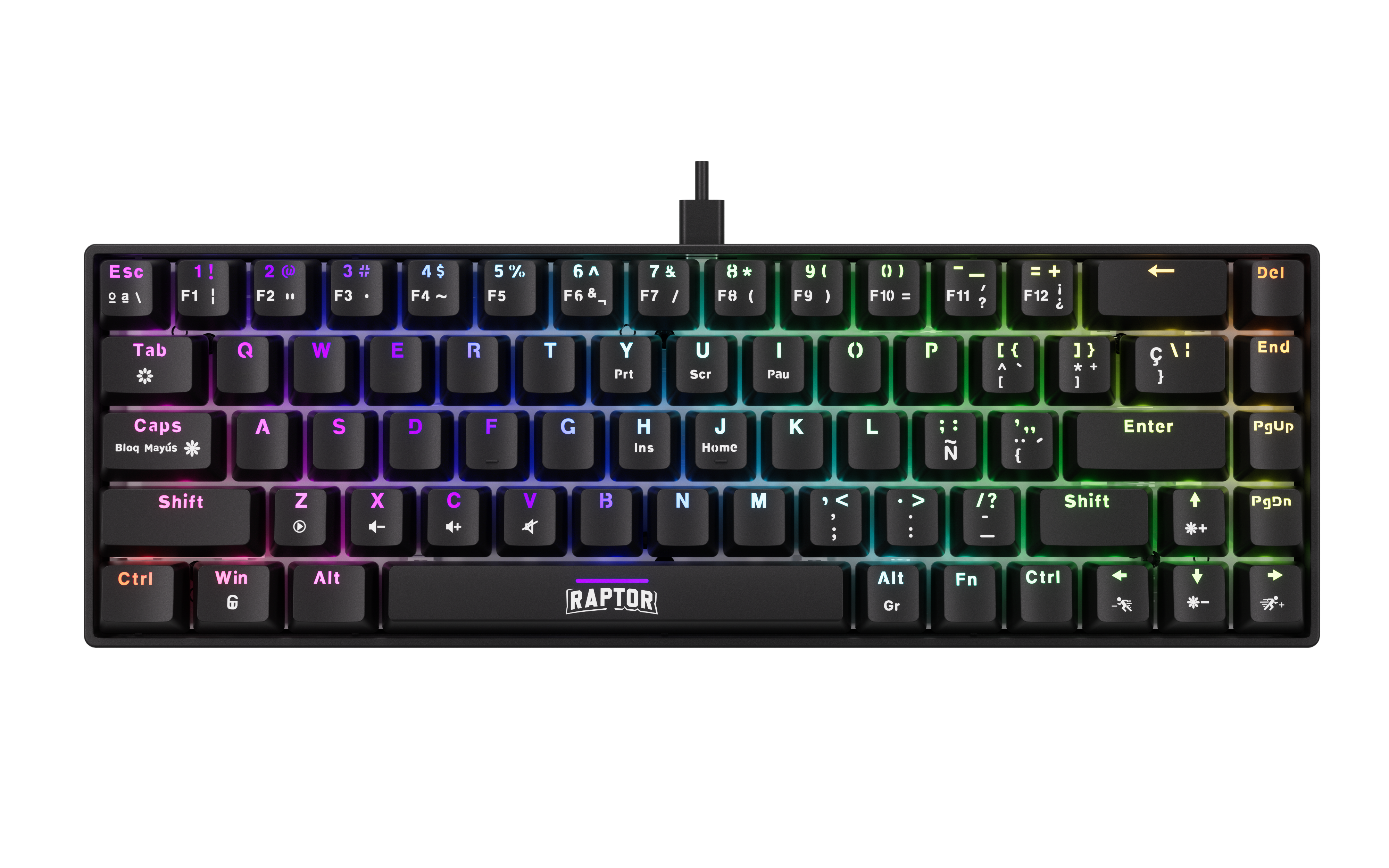 Teclado Raptor Fireclaw M68 Mecanico Retroiluminado Switch Red Outemu (7374)