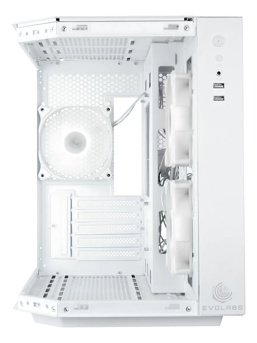 Gabinete Gamer Evolabs Primacy Evo-300mw M-atx 3 Fan Argb Blanco
