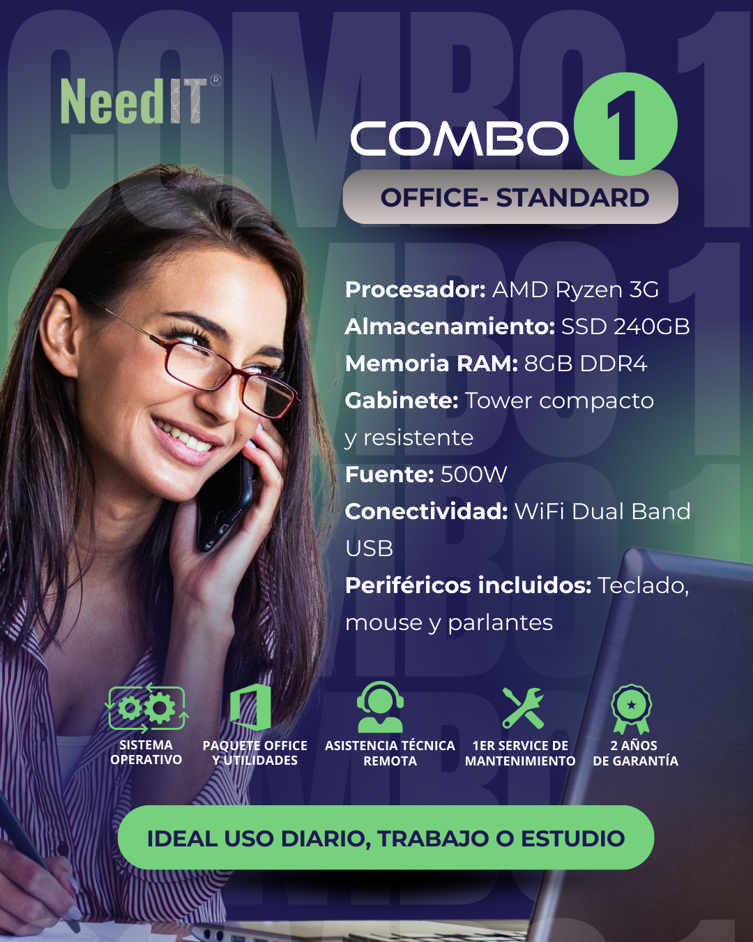 COMBO 1 - OFFICE & HOME STANDARD AMD RYZEN 3