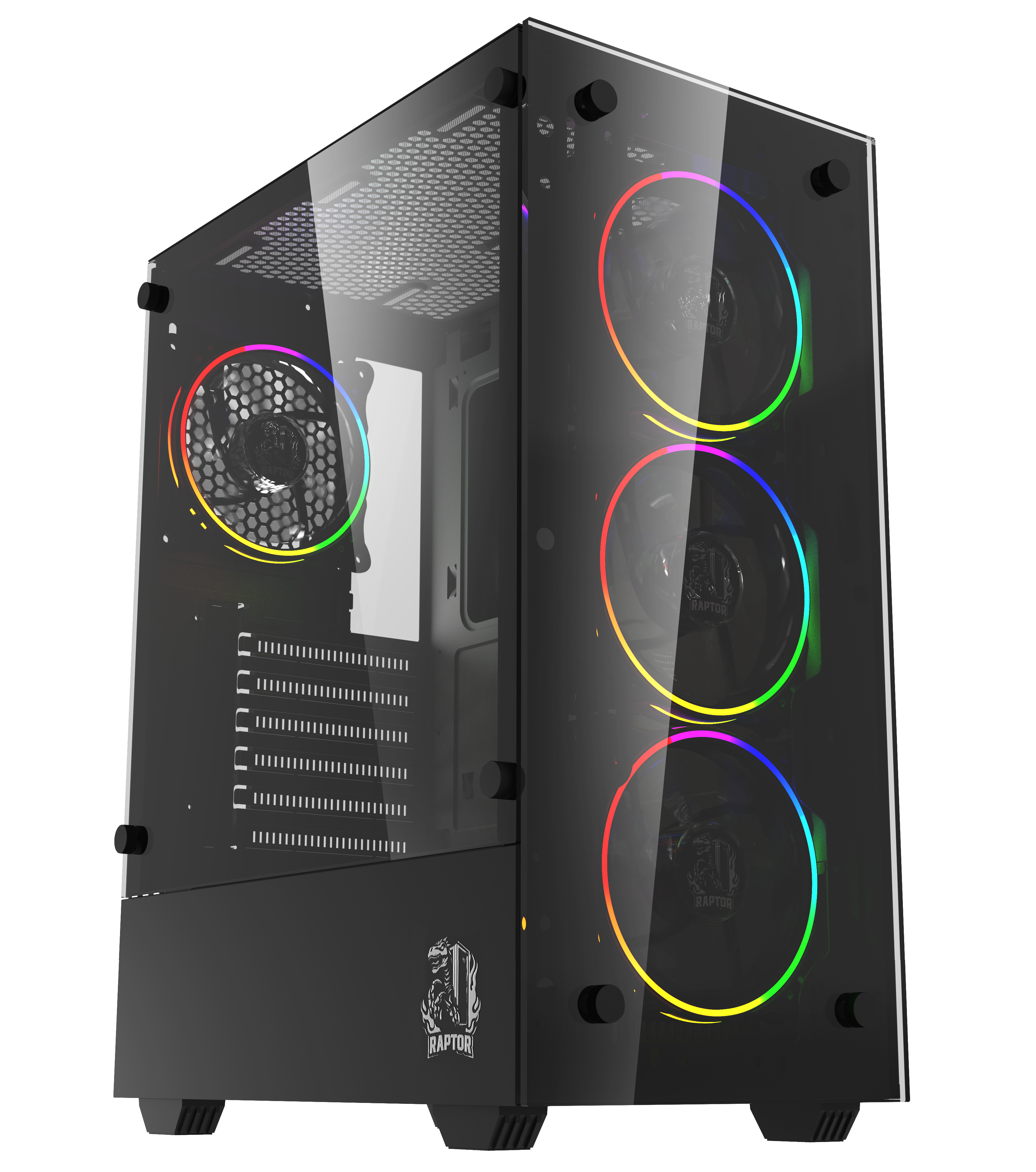 Gabinete Raptor Sentinel TG Mid-Tower RGB Fan x4 w/button control