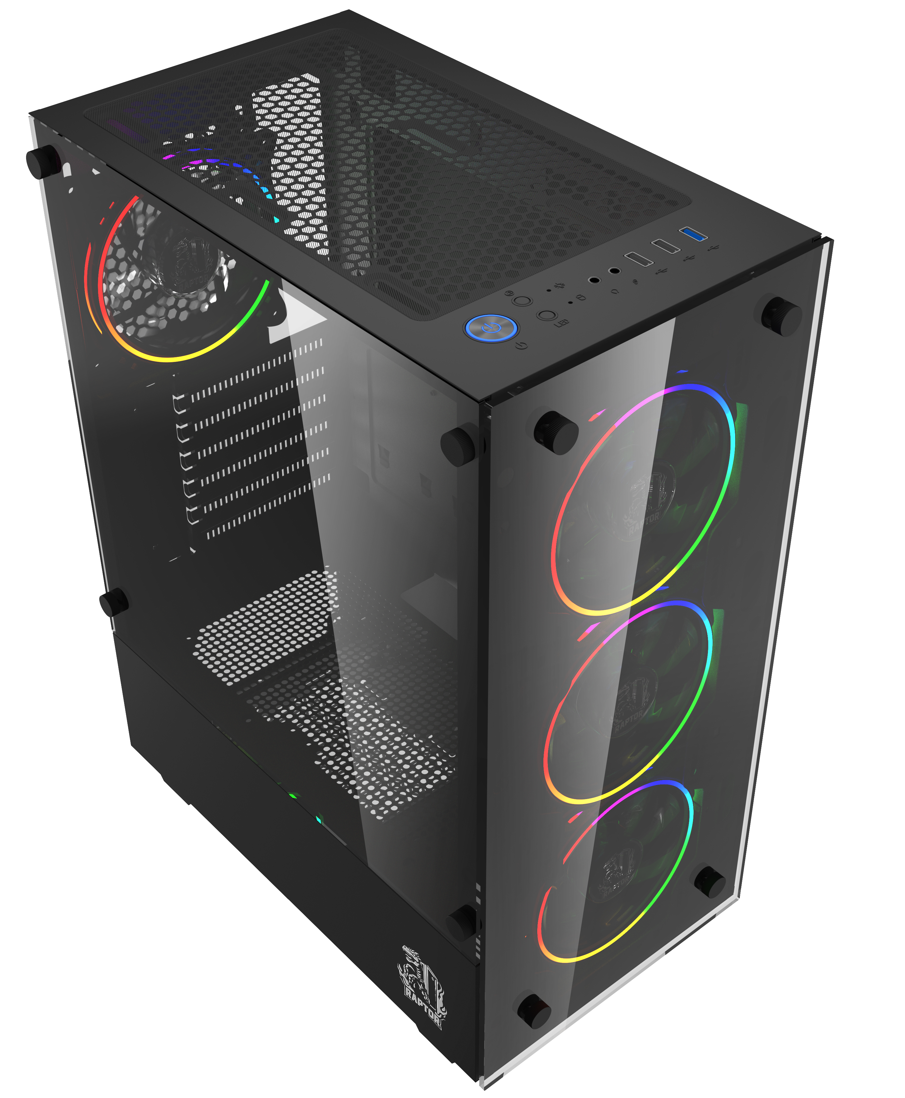 Gabinete Raptor Sentinel TG Mid-Tower RGB Fan x4 w/button control