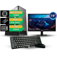 Pc Ecovision Amd Ryzen 3 3200G RAM 8Gb SSD 240Gb + Monitor 19
