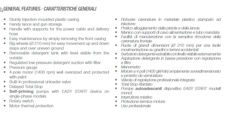 Hidrolavadora COMET K250 190BAR TRIFASICA AGUA FRIA Classic C2583AR PROFESIONAL ITALIANA