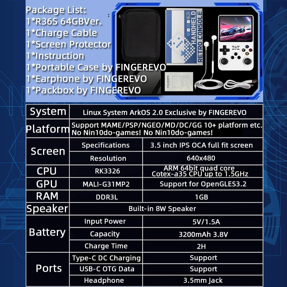 Consola Portátil R36S 64GB +10mil juegos!