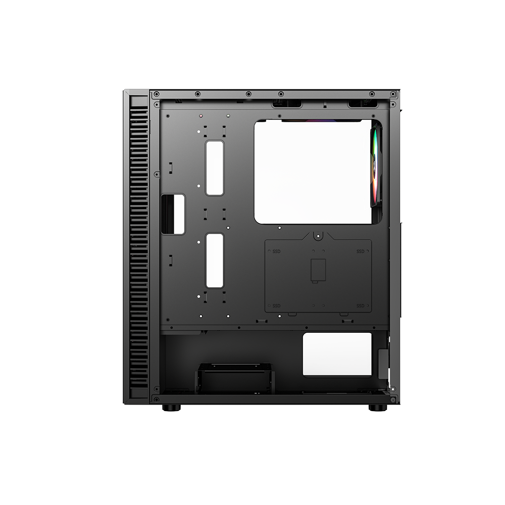 Gabinete Gamer Atx Xyz Airone 100 Mesh 6 Fan Argb Negra Vidrio Temp Color Negro