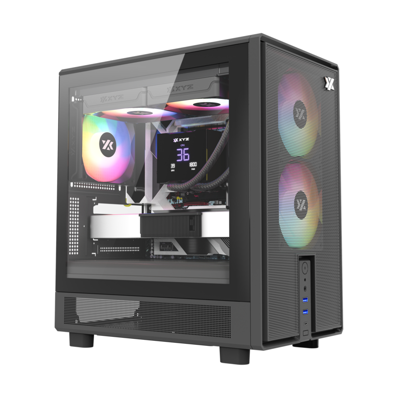 Gabinete Xyz Atom Black C/ 3 Coolers Pulsar A-RGB+PWM A-RGB Controller