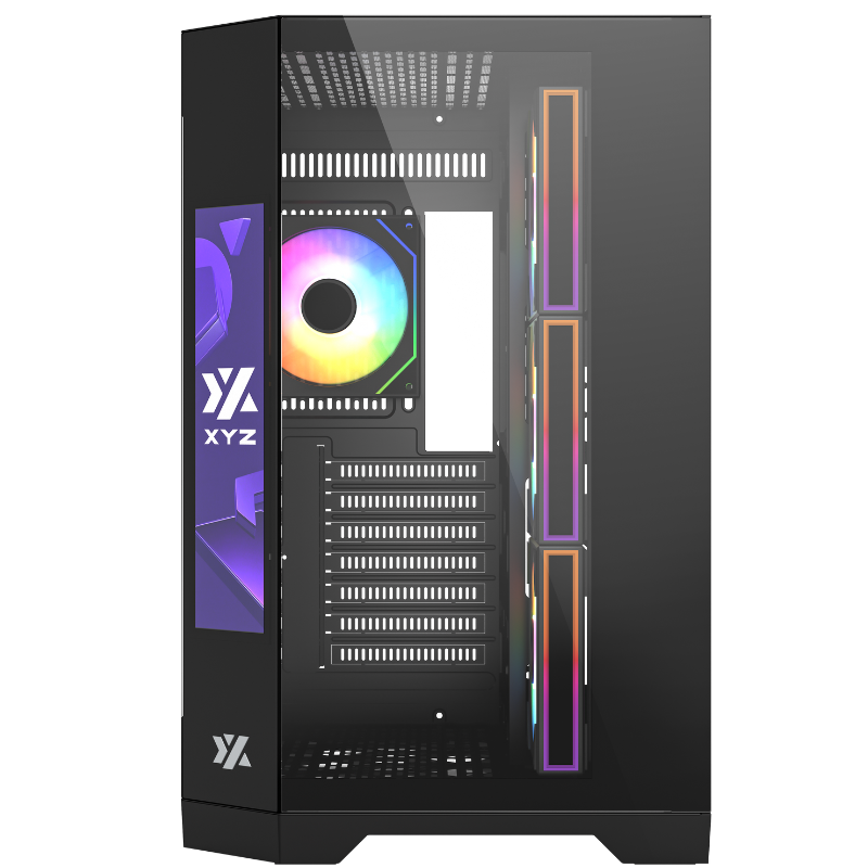 Gabinete Xyz Neutron Black  C/ 4 AURAX 120mm A-rgb +PWM+ RGB CONTROLADOR C/ Pantalla Led