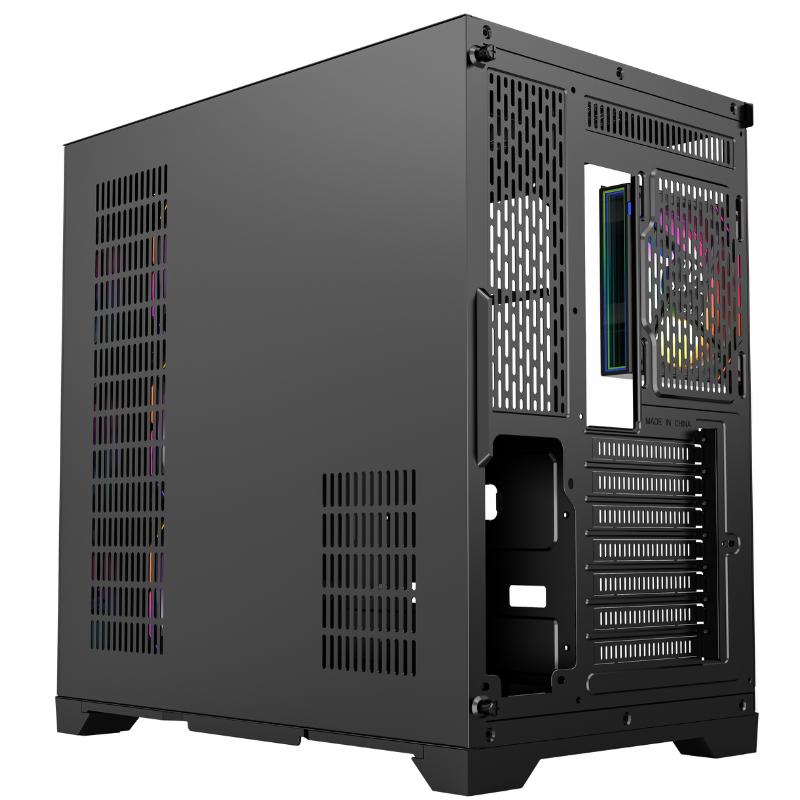 Gabinete Xyz Neutron Black  C/ 4 AURAX 120mm A-rgb +PWM+ RGB CONTROLADOR C/ Pantalla Led