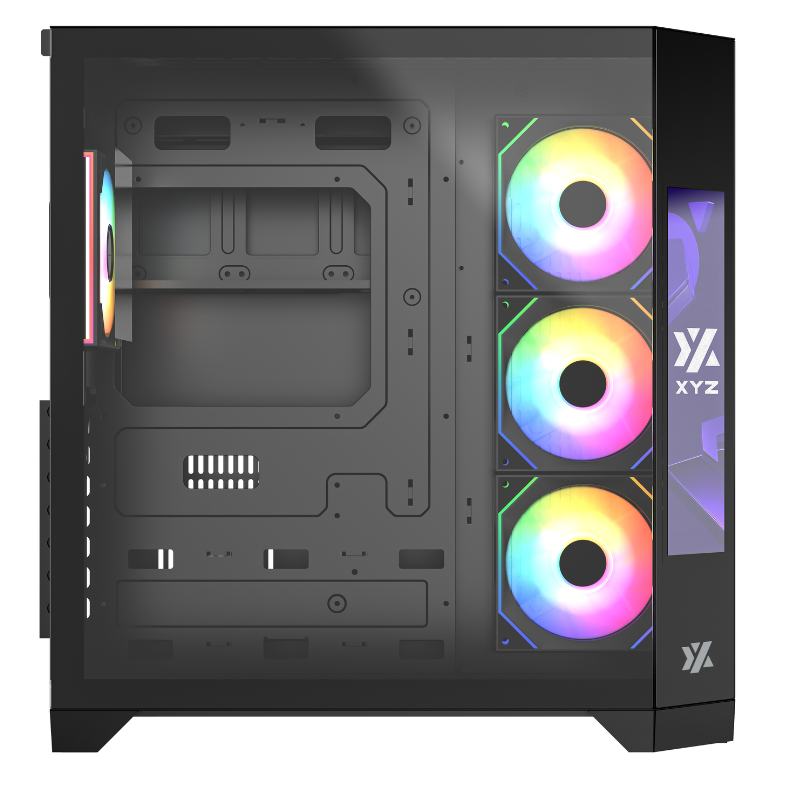 Gabinete Xyz Neutron Black  C/ 4 AURAX 120mm A-rgb +PWM+ RGB CONTROLADOR C/ Pantalla Led