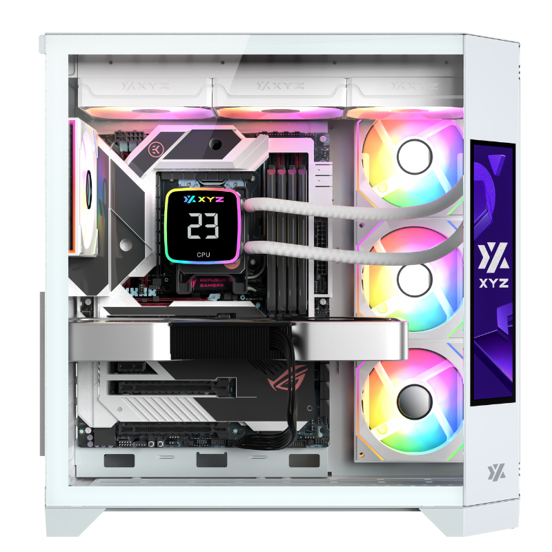 Gabinete Xyz Neutron White C/ 4 AURAX 120mm A-rgb +PWM+ RGB Controlador C / Pantalla Led
