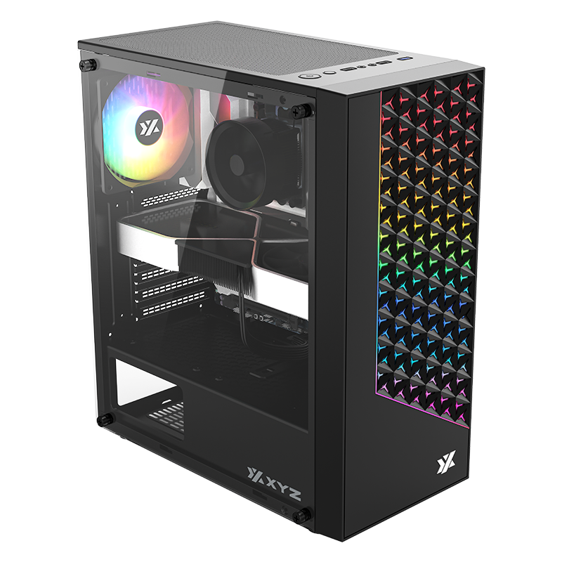 Gabinete Xyz Portal 200  C/ 1 Cooler AIRPULSE A-rgb Atx Black Fan