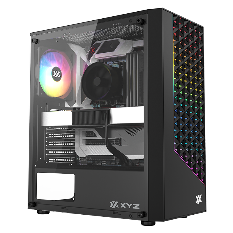 Gabinete Xyz Portal 200  C/ 1 Cooler AIRPULSE A-rgb Atx Black Fan