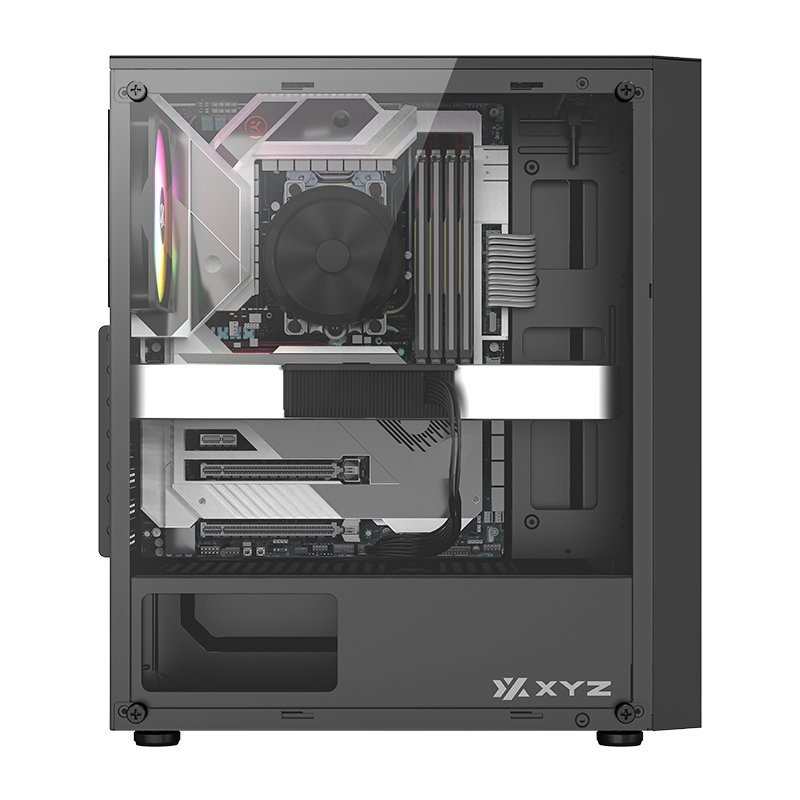 Gabinete Xyz Portal 200  C/ 1 Cooler AIRPULSE A-rgb Atx Black Fan