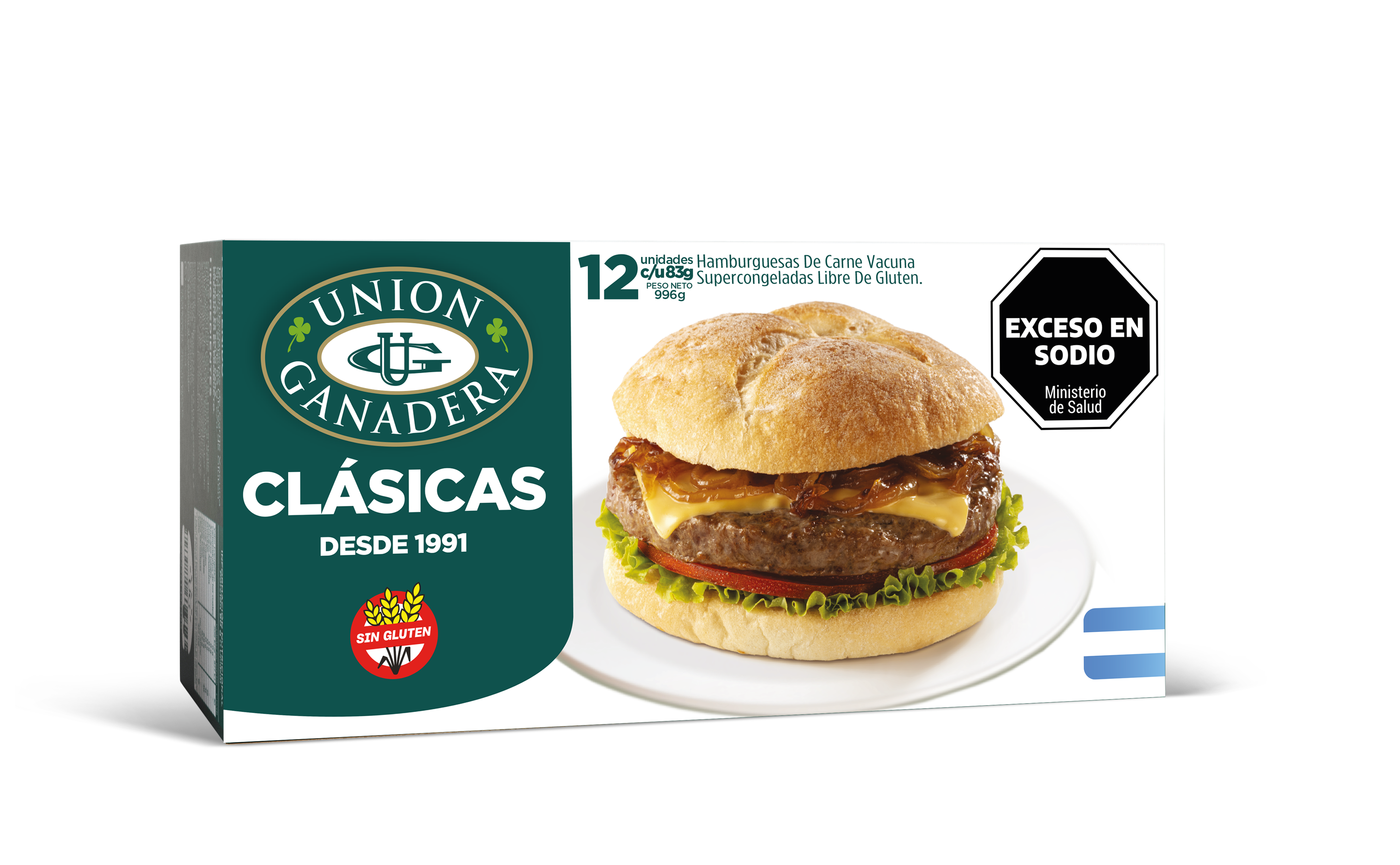 12 Hamburguesas Unión Ganadera 83grs + Fargo + Aderezo