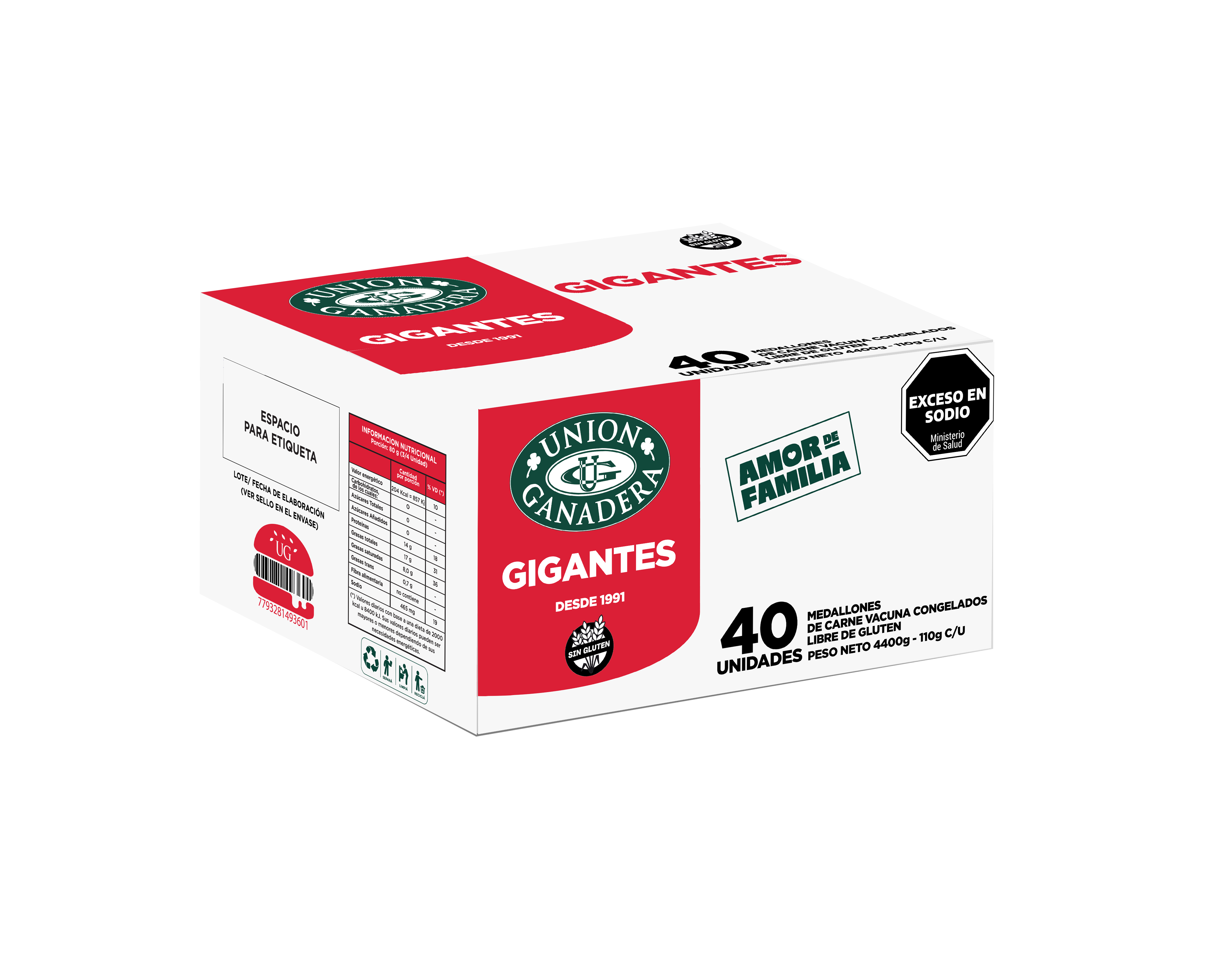 40 Hamburguesas Medallón gigantes Unión Ganadera de 110grs