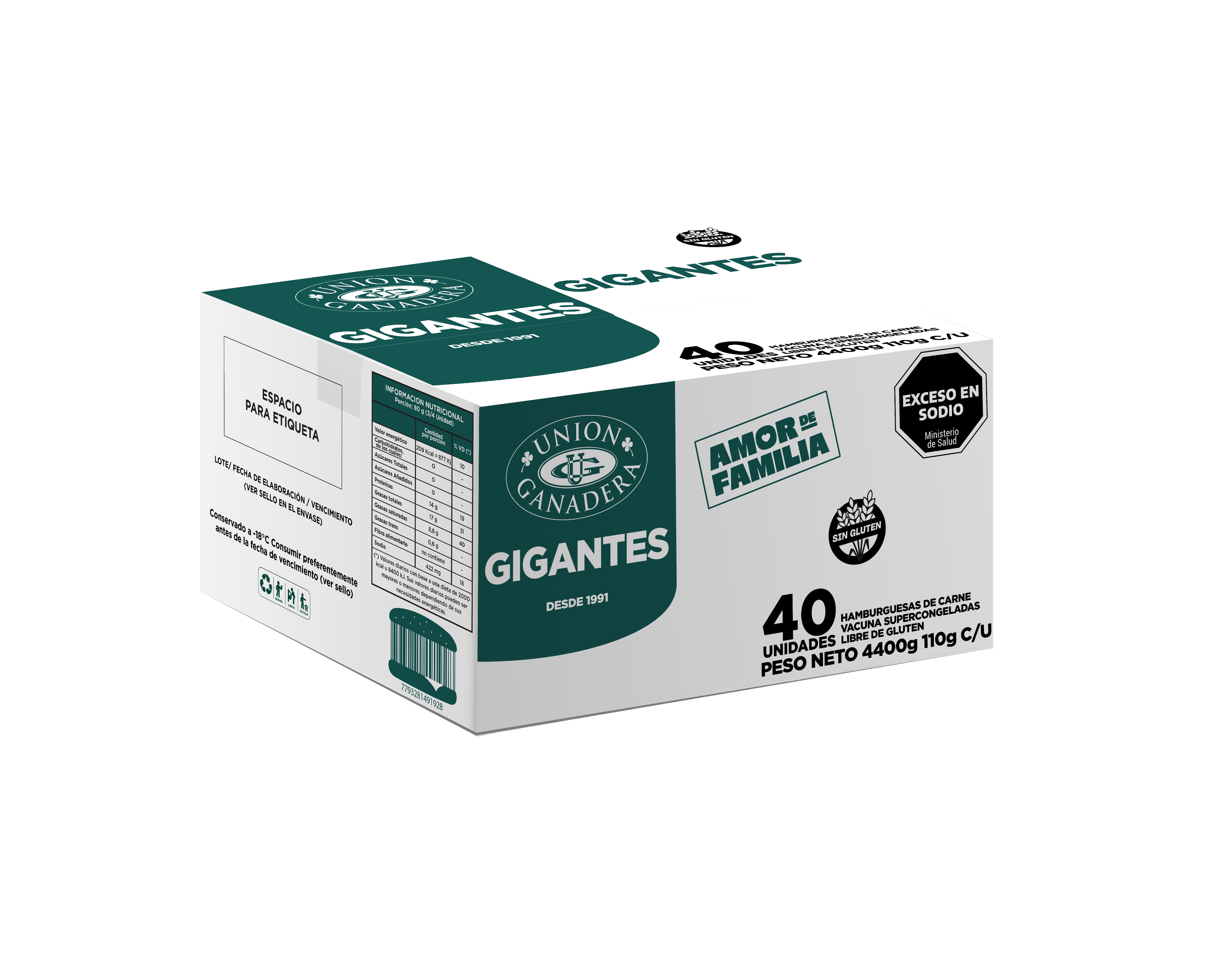 40 Hamburguesas Gigantes Unión Ganadera De 110grs