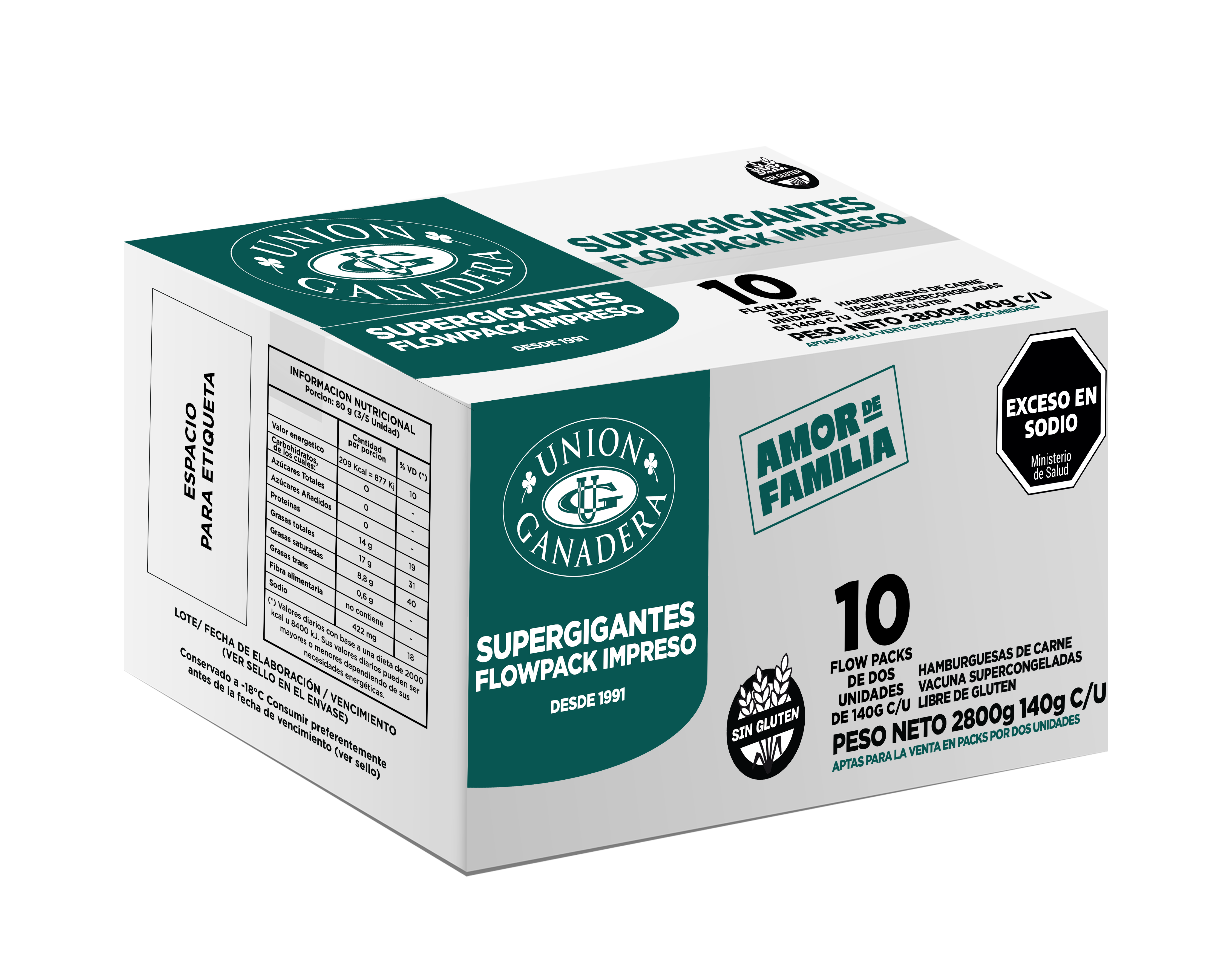 20 Hamburguesas Super Gigantes Unión Ganadera De 140grs