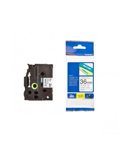 Cinta Brother TZe-261 Negro / Blanco 36 mm de ancho x 8 m de largo - Laminada