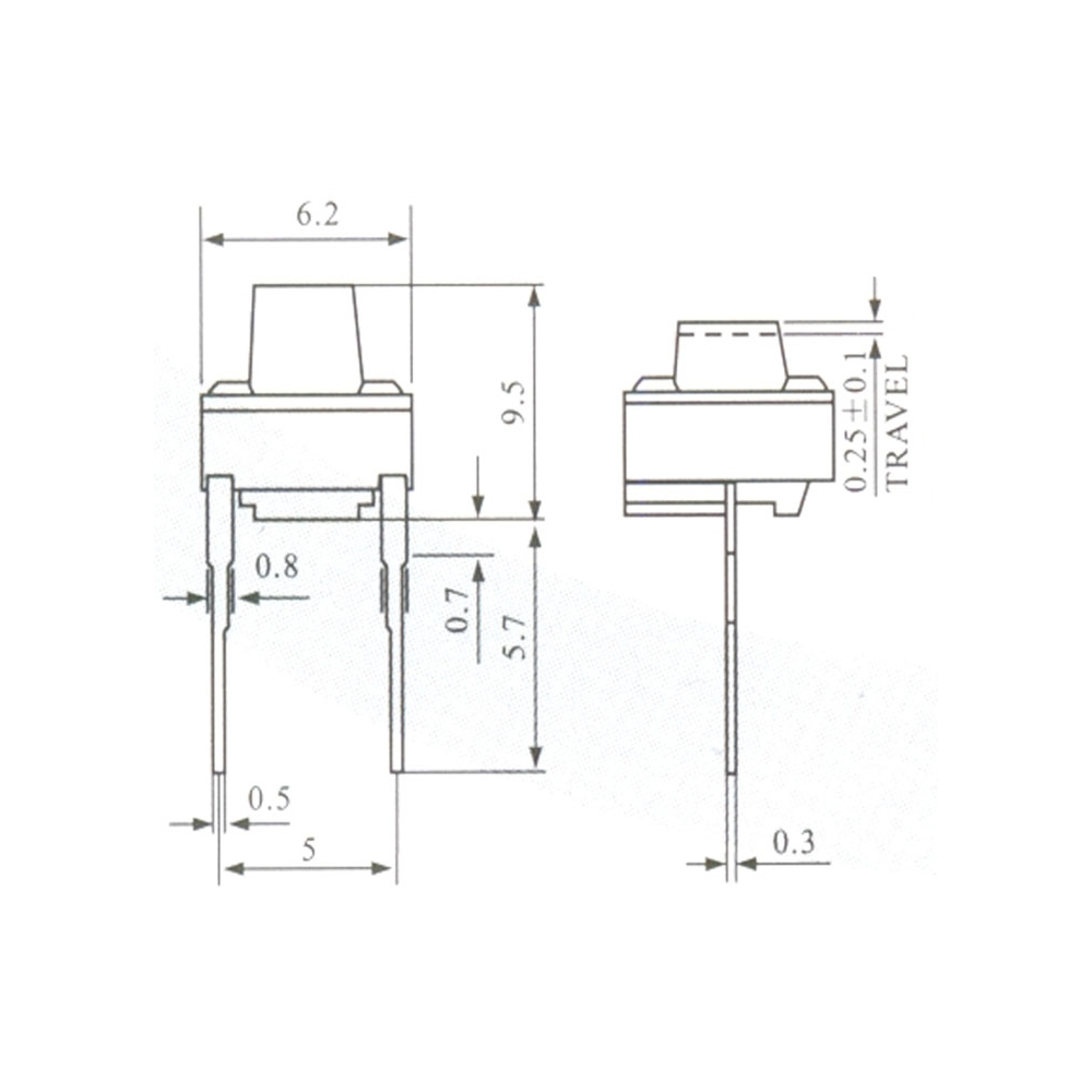Pulsador Tact Switch 2 Patas 6x6x9,5mm 0072-6
