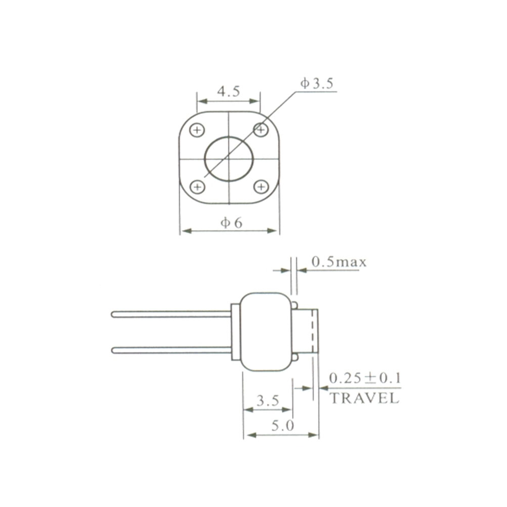 Pulsador Tact Switch 2 Patas 6x6x5mm 0072-1-1