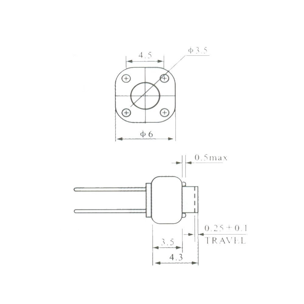 Pulsador Táctil Switch 2 Patas 6x6x4,3mm 0072-2-1