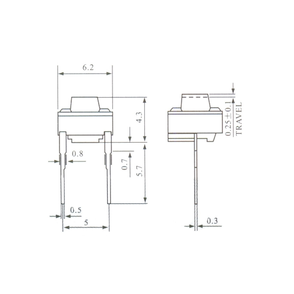 Pulsador Tact Switch 2 Patas 6x6x4,3mm 0072-2