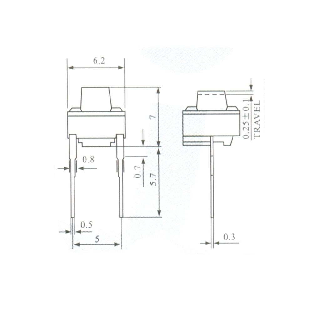 Pulsador Tact Switch 2 Patas 6x6x7mm 0072-4