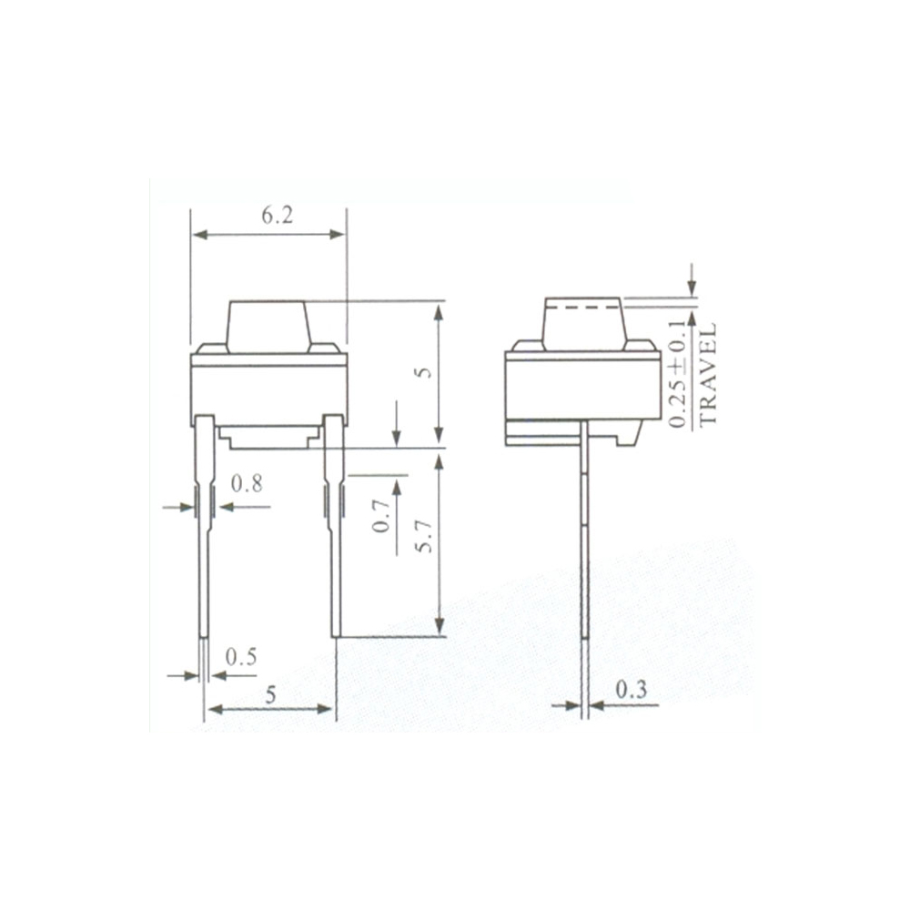 Pulsador Tact Switch 2 Patas 6x6x5mm 0072-1