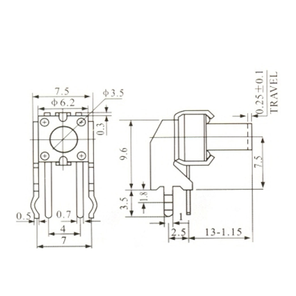 Pulsador Tact Switch 4 Patas 7,5x7,5x13mm 0080-9