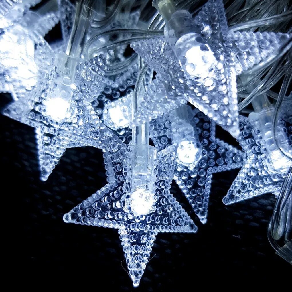 Guirnalda Luces Led Estrellas Cristal Luz Fría 3 Metros A Pilas