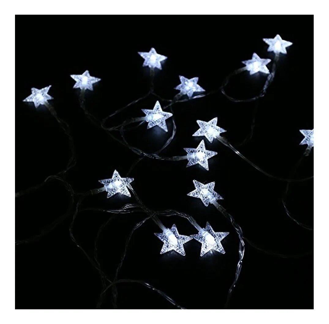 Guirnalda Luces Led Estrellas Cristal Luz Fría 3 Metros A Pilas
