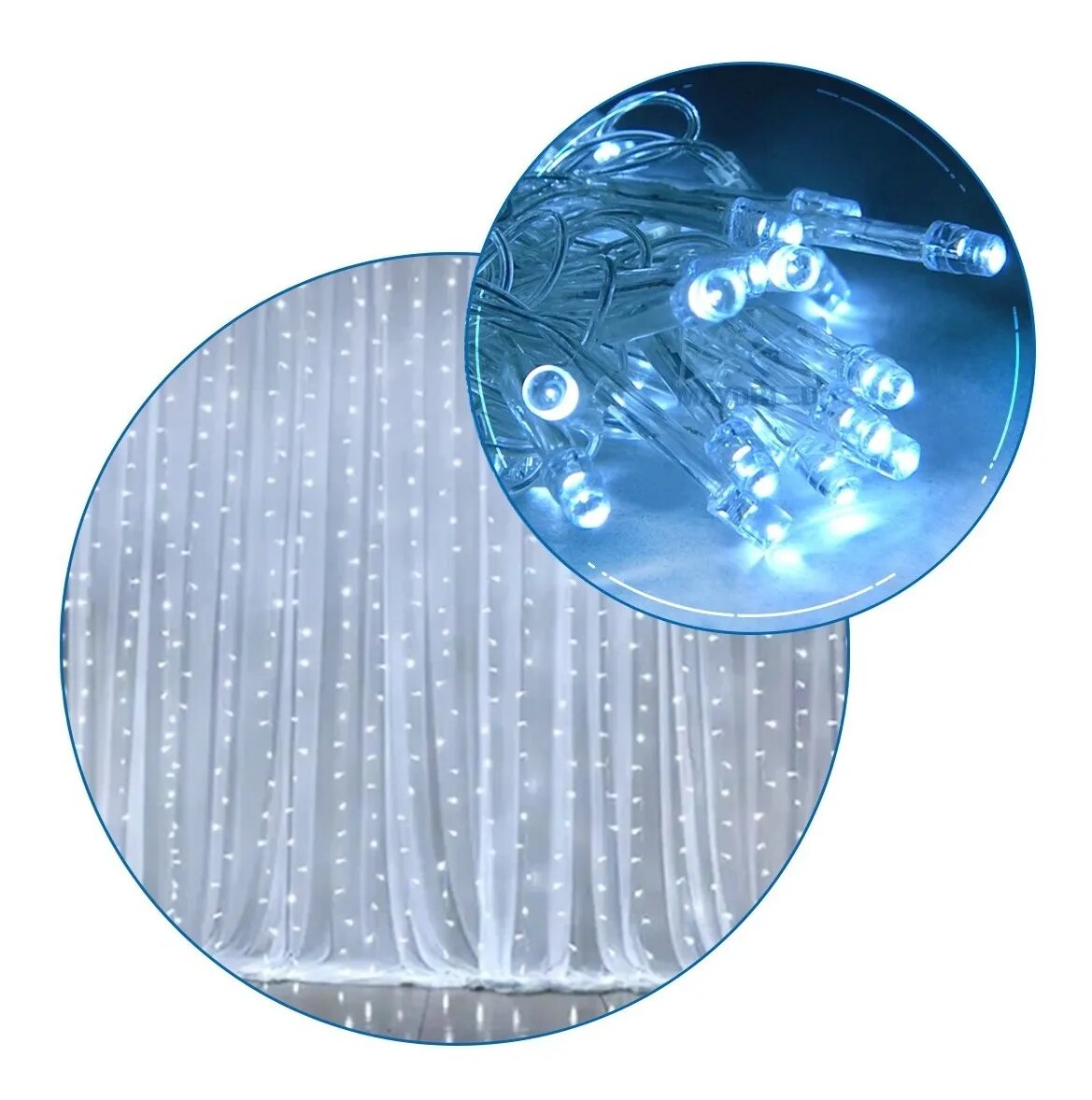 Cortina Luces Led Lluvia Luz Fría 3x3 mts 12 Tiras 220V