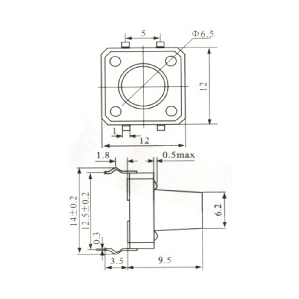 Pulsador Tact Switch 4 Patas 12x12x9,5mm 0093-10