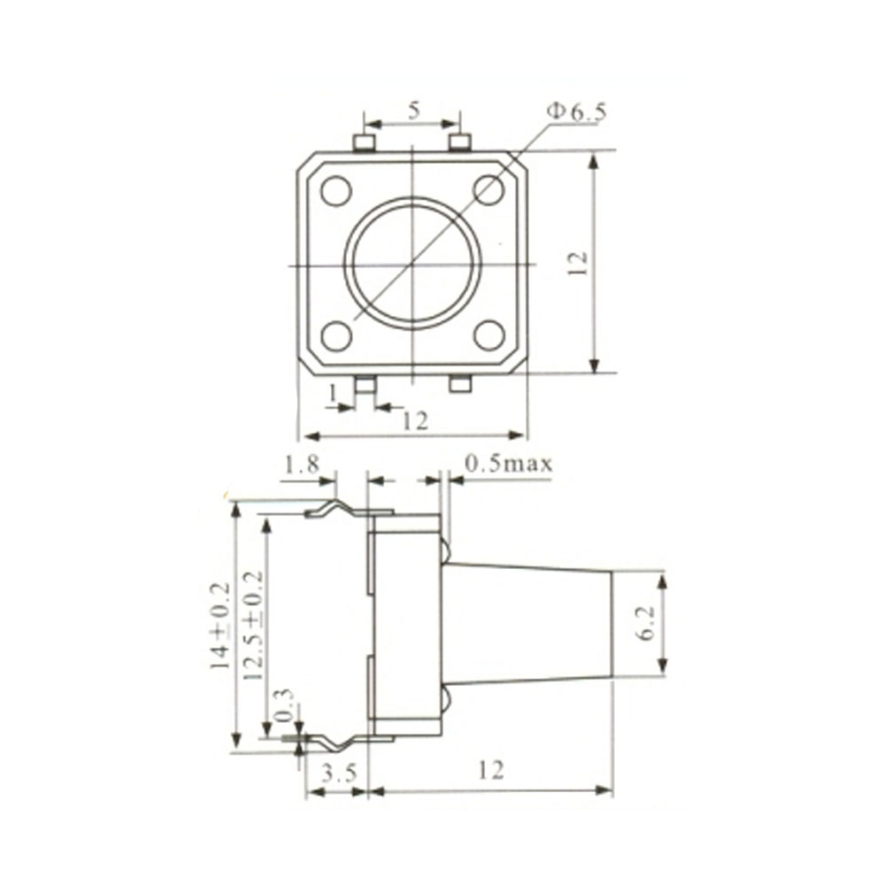 Pulsador Tact Switch 4 Patas 12x12x12mm 0093-12