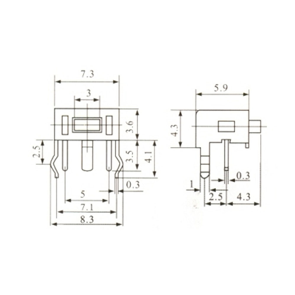 Pulsador Tact Switch 2 Patas 90° 3x6x4,3mm 0087-2