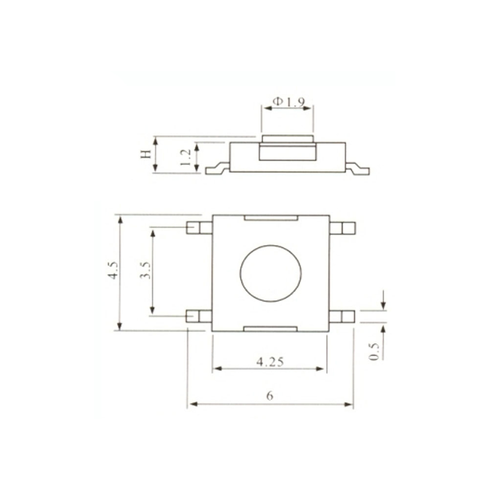 Pulsador Tact Switch 5 Patas SMD 6x6x3,1mm 0090